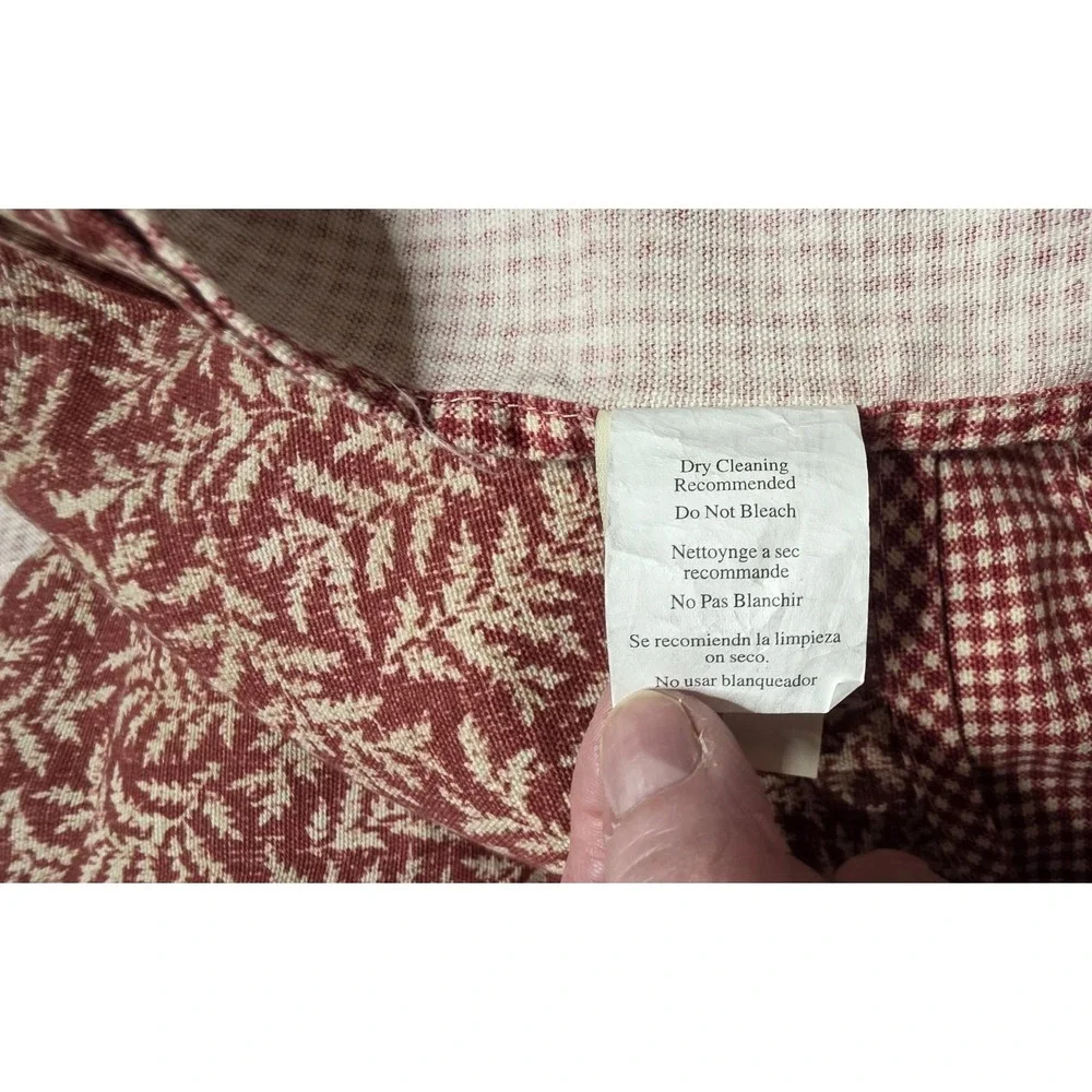 Waverly Red Fernwood & Gingham Check Valance Scalloped Edge 15